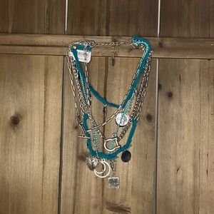 Free People Maggie May Silver and Teal Layered Choker